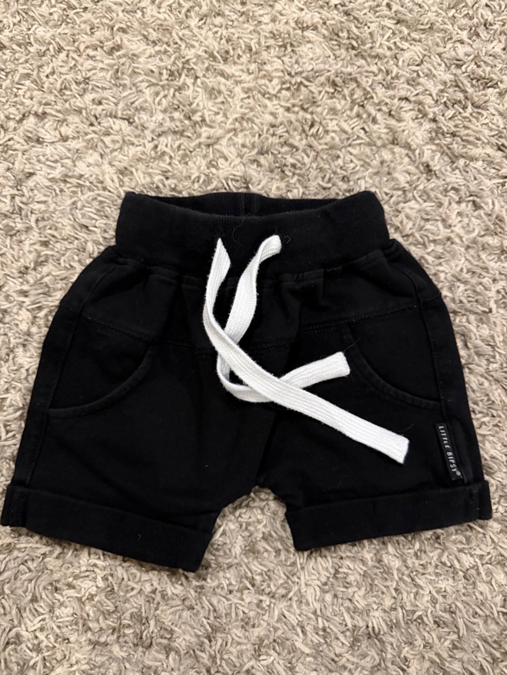 Little Bipsy Black Shorts with White Drawstring